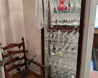 Sold curio and ALL Waterford Drinking Glasses, red glasses, small Gorham glasses, and Old Dublin glasses from this curio.