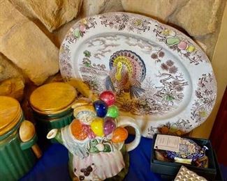 grandma tea kettle & turkey platter