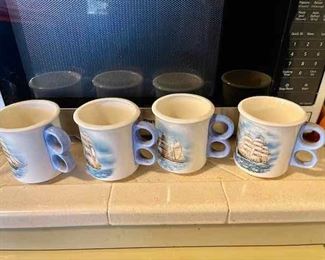 vintage ship coffee cups