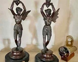 vintage fairy bronze candlesticks