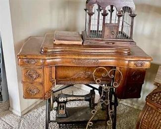 vintage sewing machine table and sewing machine sold separately