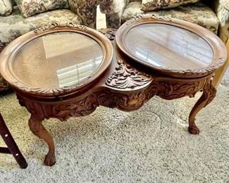 Vintage double top carved coffee/tea table