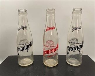 Vintage Bottles 2 - Orangette and 1 - Lemonette 6 Oz Bottles - see pics