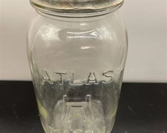 Vintage Square 1 Quart Mason Jar w Zinc Lid