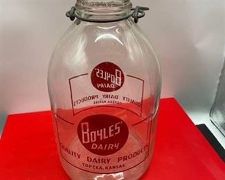 Vintage Boyle's Dairy Topeka Glass Jug