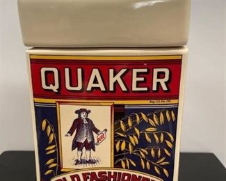 Pottery Quaker Oats Jar w Lid