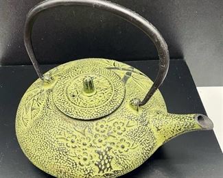 Heavy Green Cast Iron Tea Kettle