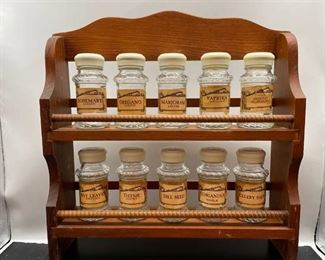 Vintage Wooden Spice Rack Set