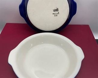 Set of 2 Hall Cobalt Blue Stoneware Dishes