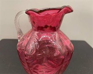 Small Pink Flashed Glass Pitcher
