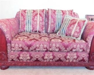Burgundy Patterned Love seat