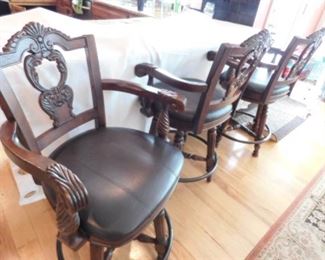 Wood & Metal Swivel Bar Stools (3)