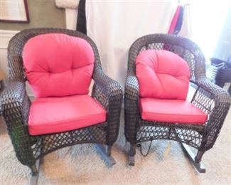 Dark Wicker Rocking Chairs