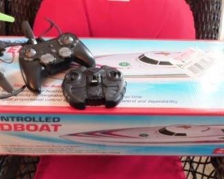Radio Controlled Speedboat & Sky Viper Drone & Control Box