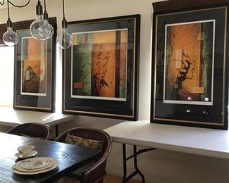 Framed Art on Canvas ( Set of 3 Lithos) by Don Li-Leger      , 16 x 27, 27 x 27 and 16 x 27