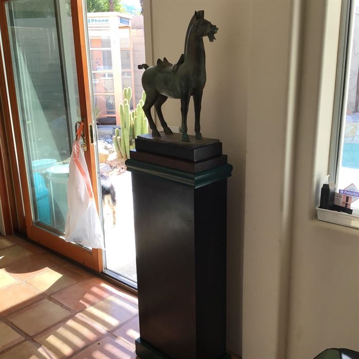 Chinese Bronze Horse on Column