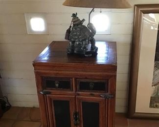 Wood Chest with Turtle Lamp
