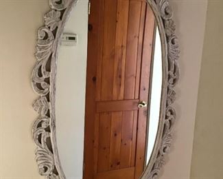 4' tall  wood framed  oval mirror