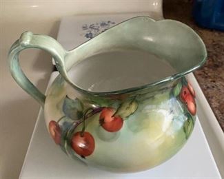 Limoges Handpainted Cherry Pitcher Circa 1940
