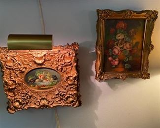 Antique gold gilt frames with original artwork