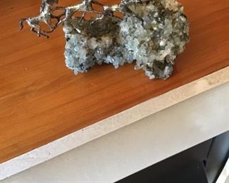Mid-Century Crystal Rock with silver Horses