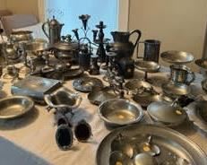 Antique pewter for sale during in-person shopping Friday and Saturday.  