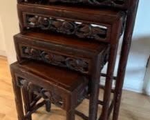 Antique asian nesting tables extended.