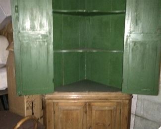 interior of the pine corner cabinet