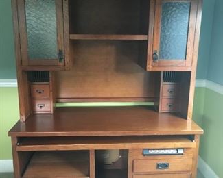$ 240 Computer Desk and Hutch overall measurement is 55'w x 24" deep by 72"h.  Separates for moving.   This is not on site so for online only.