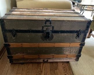 $60.   Antique trunk 33"w x 19"d x 22"h