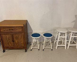 STOOLS, MICROWAVE CART