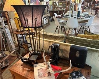 Cool Lamp, Cedar Chest,  Vintage Cameras