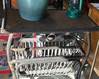 Vintage Wicker Table Magazine Rack