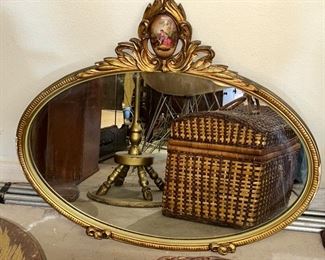 Vintage Oval Mirror with Cameo
