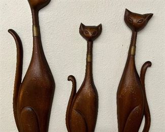 Retro MCM Sexton Large Cat Trio Wall Haning