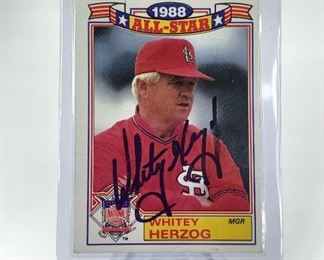 Autographed Topps 1988 All-Star Whitey Herzog Card
