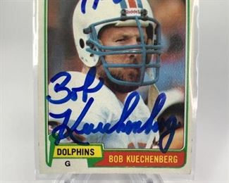 Autographed Topps Bob Kuechenberg Dolphins Card