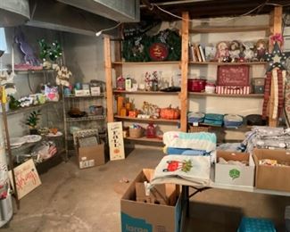 THE BASEMENT IS LOADED WITH HOLIDAYS DECOR