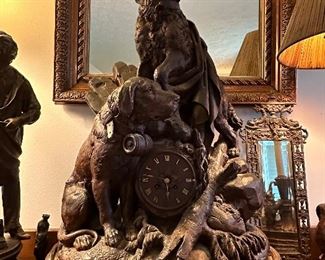 CARVED WOOD DOGS CLOCK
