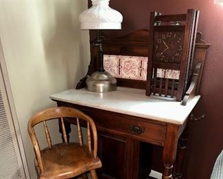 ANTIQUE DRY SINK W/MARBLE TOP