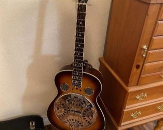 Johnson Resonator Guitar with case and stand
