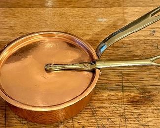 All French Made Vintage Copper Skillets and Sauce Pans.  Beautiful pieces of Culinary Art.