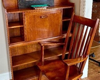 Vintage Authentic Cushman Secretary Shelf with Matching Desk Chair.  Made of solid maple and absolutely stunning condition.