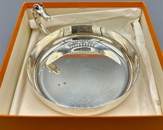 This is a Silver Hermes Equestrian Catchall Tray with Original Box. 