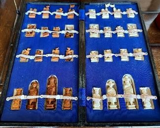 Complete Pre-War Japanese Chess Set in Bone