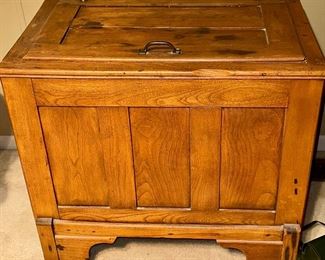 Antique Ice Box with Top Door and Galvanized Steel Lining inside.