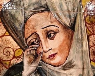 Weeping Woman in Tile signed by Artist