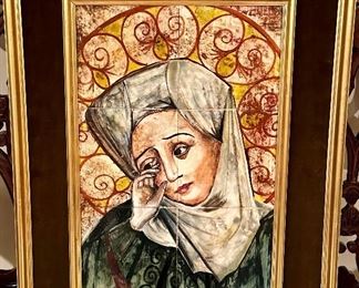Weeping Woman in Tile signed by Artist