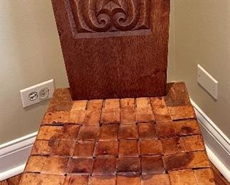 one of the 8 Chairs from Dining Room Set with woven leather seat