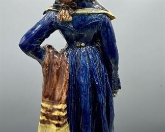 Ornate Porcelain 18th Century Figurines with Marble Stands 